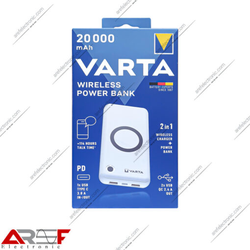 پاوربانک Wireless فست شارژ Varta ظرفیت 20000 میلی آمپر