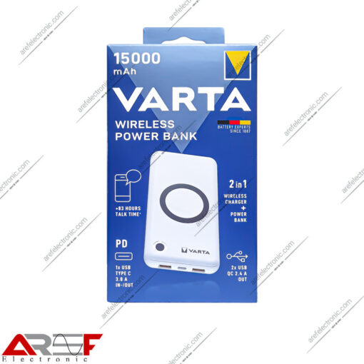 پاوربانک Wireless فست شارژ Varta ظرفیت 15000میلی آمپر