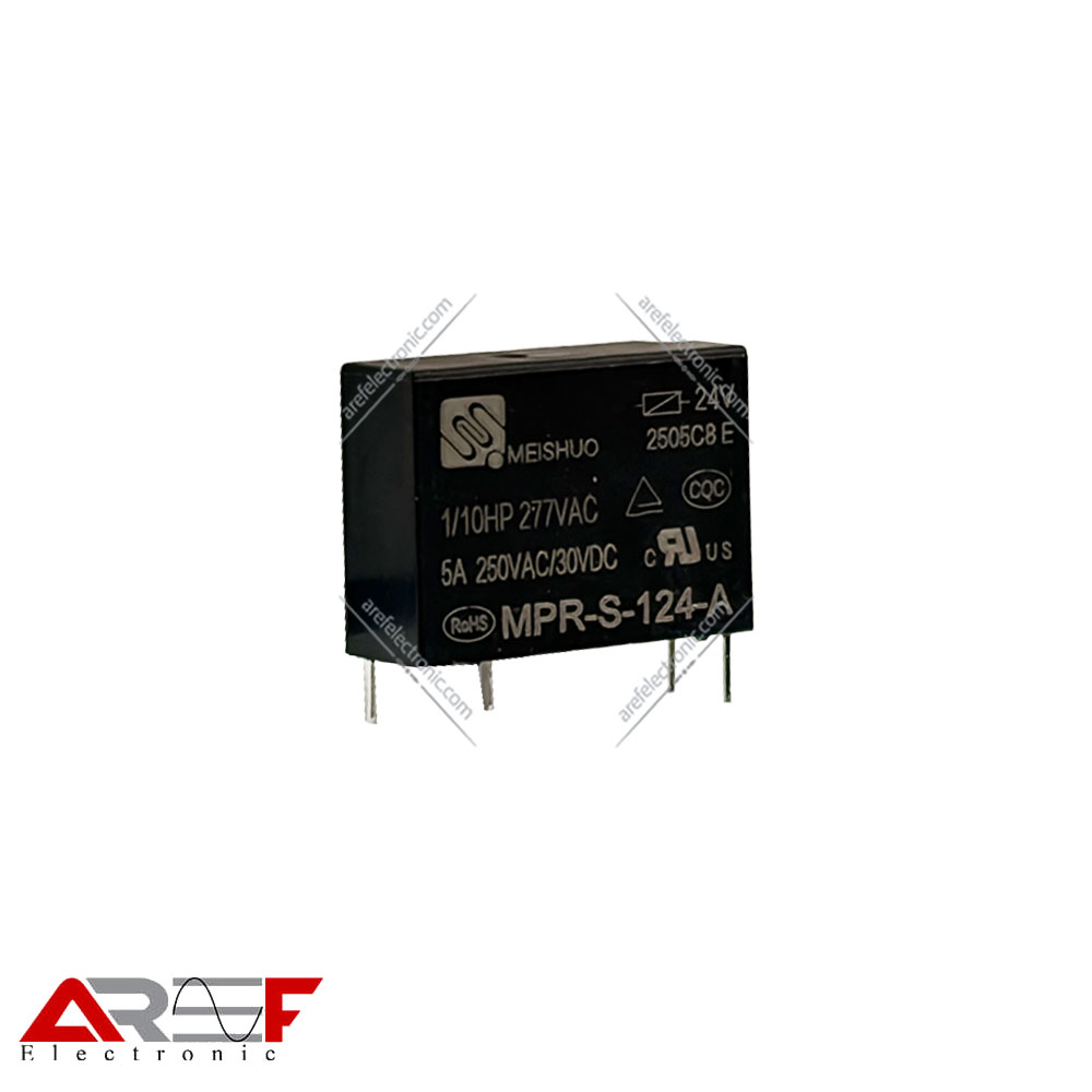 رله پکیجی Meishuo مدل MPR-S-124-A دارای 24 ولت 5 آمپر 4 پین